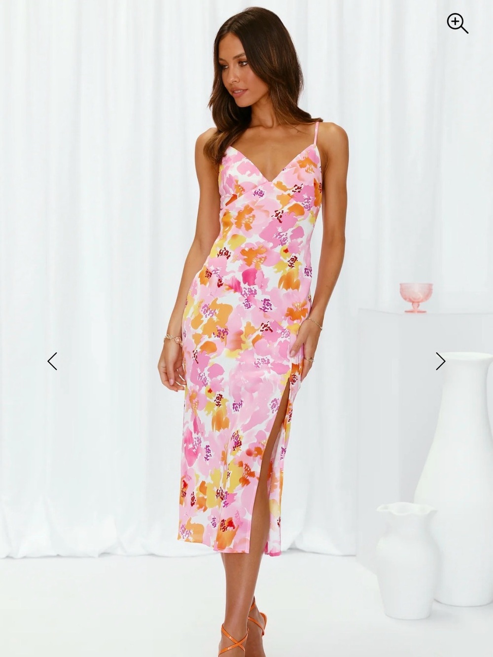 Hello Molly Pink Floral Slip Midi Dress